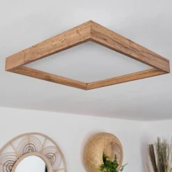 Plafonnierlongvic Led Brun, Couleur Bois, Noir, 1 Lumiere
