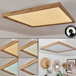 Plafonnierlongvic Led Brun, Couleur Bois, Noir, 1 Lumiere