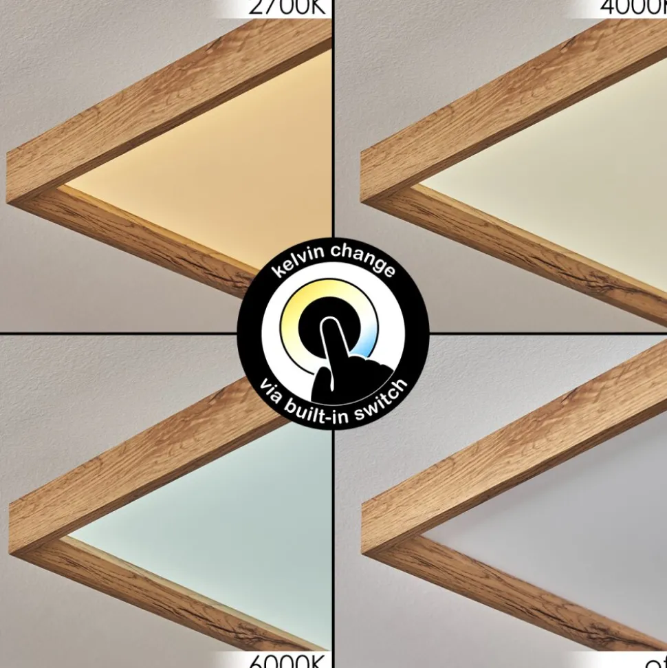 Plafonnierlongvic Led Brun, Couleur Bois, Noir, 1 Lumiere