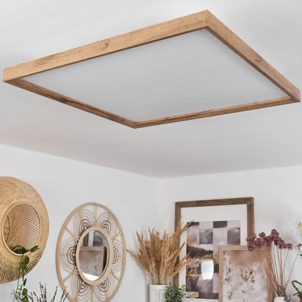 Plafonnierlongvic Led Brun, Couleur Bois, Noir, 1 Lumiere