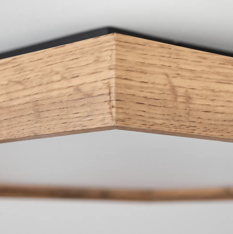 Plafonnierlongvic Led Brun, Couleur Bois, Noir, 1 Lumiere