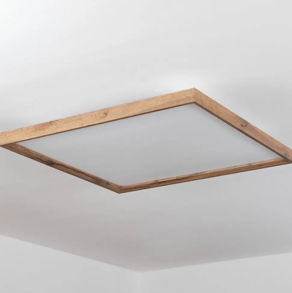 Plafonnierlongvic Led Brun, Couleur Bois, Noir, 1 Lumiere