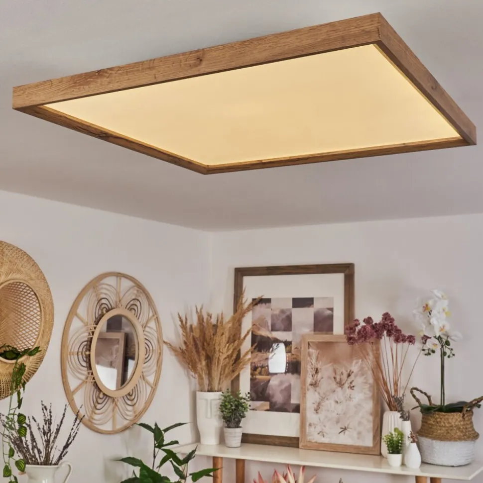 Plafonnierlongvic Led Brun, Couleur Bois, Noir, 1 Lumiere
