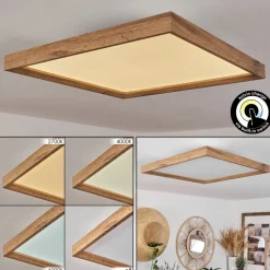 Plafonnierlongvic Led Brun, Couleur Bois, Noir, 1 Lumiere