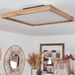 Plafonnierlongvic Led Brun, Couleur Bois, Noir, 1 Lumiere