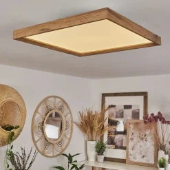 Plafonnierlongvic Led Brun, Couleur Bois, Noir, 1 Lumiere
