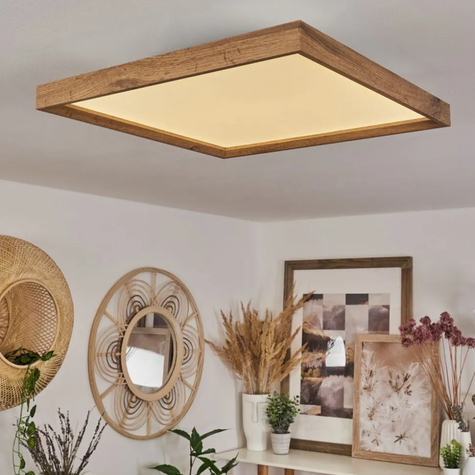 Plafonnierlongvic Led Brun, Couleur Bois, Noir, 1 Lumiere