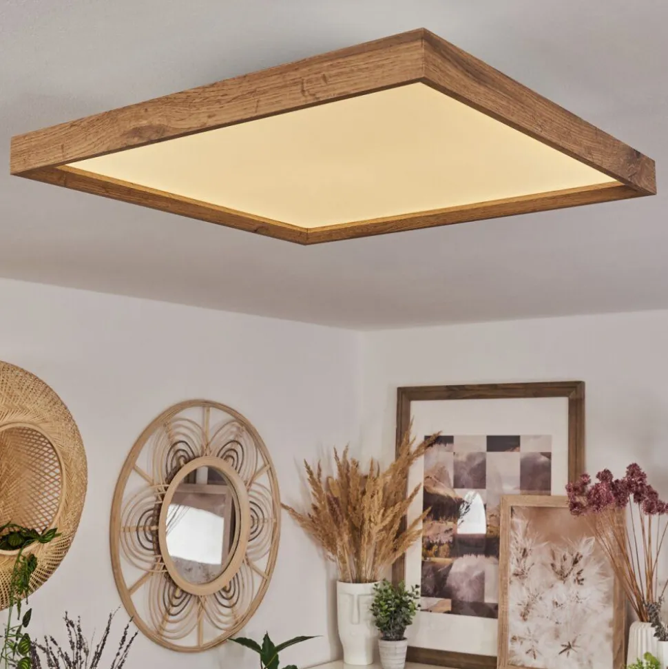 Plafonnierlongvic Led Brun, Couleur Bois, Noir, 1 Lumiere
