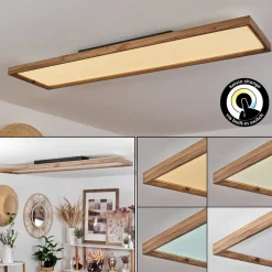 Plafonnierlongvic Led Brun, Couleur Bois, Noir, 1 Lumiere