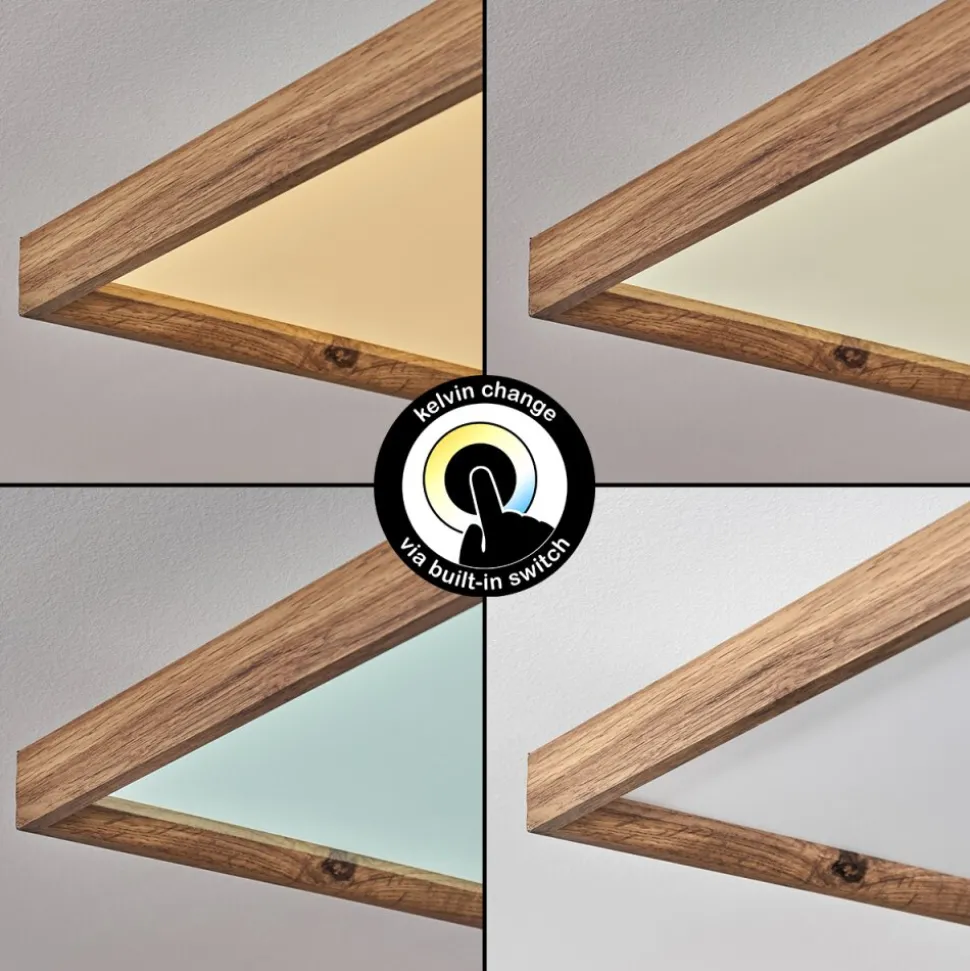 Plafonnierlongvic Led Brun, Couleur Bois, Noir, 1 Lumiere