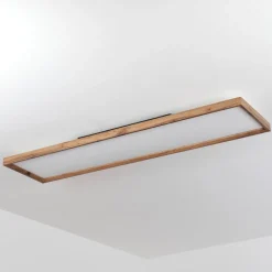 Plafonnierlongvic Led Brun, Couleur Bois, Noir, 1 Lumiere