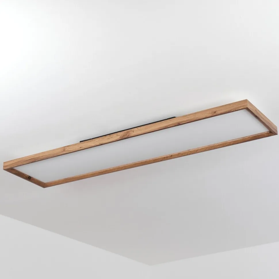 Plafonnierlongvic Led Brun, Couleur Bois, Noir, 1 Lumiere