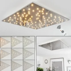 Plafonniermadrier Led Nickel Mat, Blanc, 1 Lumiere, Telecommandes