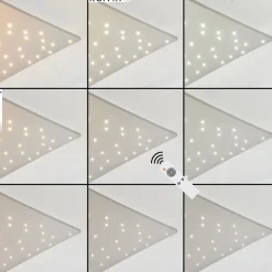 Plafonniermadrier Led Nickel Mat, Blanc, 1 Lumiere, Telecommandes