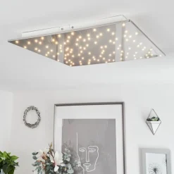 Plafonniermadrier Led Nickel Mat, Blanc, 1 Lumiere, Telecommandes