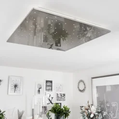 Plafonniermadrier Led Nickel Mat, Blanc, 1 Lumiere, Telecommandes