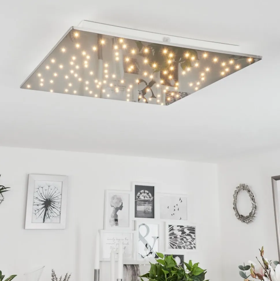 Plafonniermadrier Led Nickel Mat, Blanc, 1 Lumiere, Telecommandes