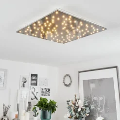 Plafonniermadrier Led Nickel Mat, Blanc, 1 Lumiere, Telecommandes