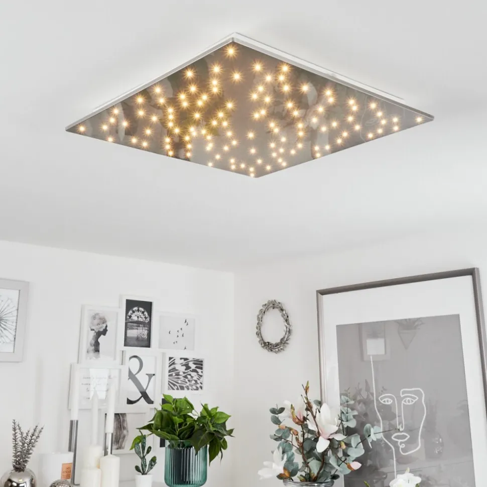 Plafonniermadrier Led Nickel Mat, Blanc, 1 Lumiere, Telecommandes