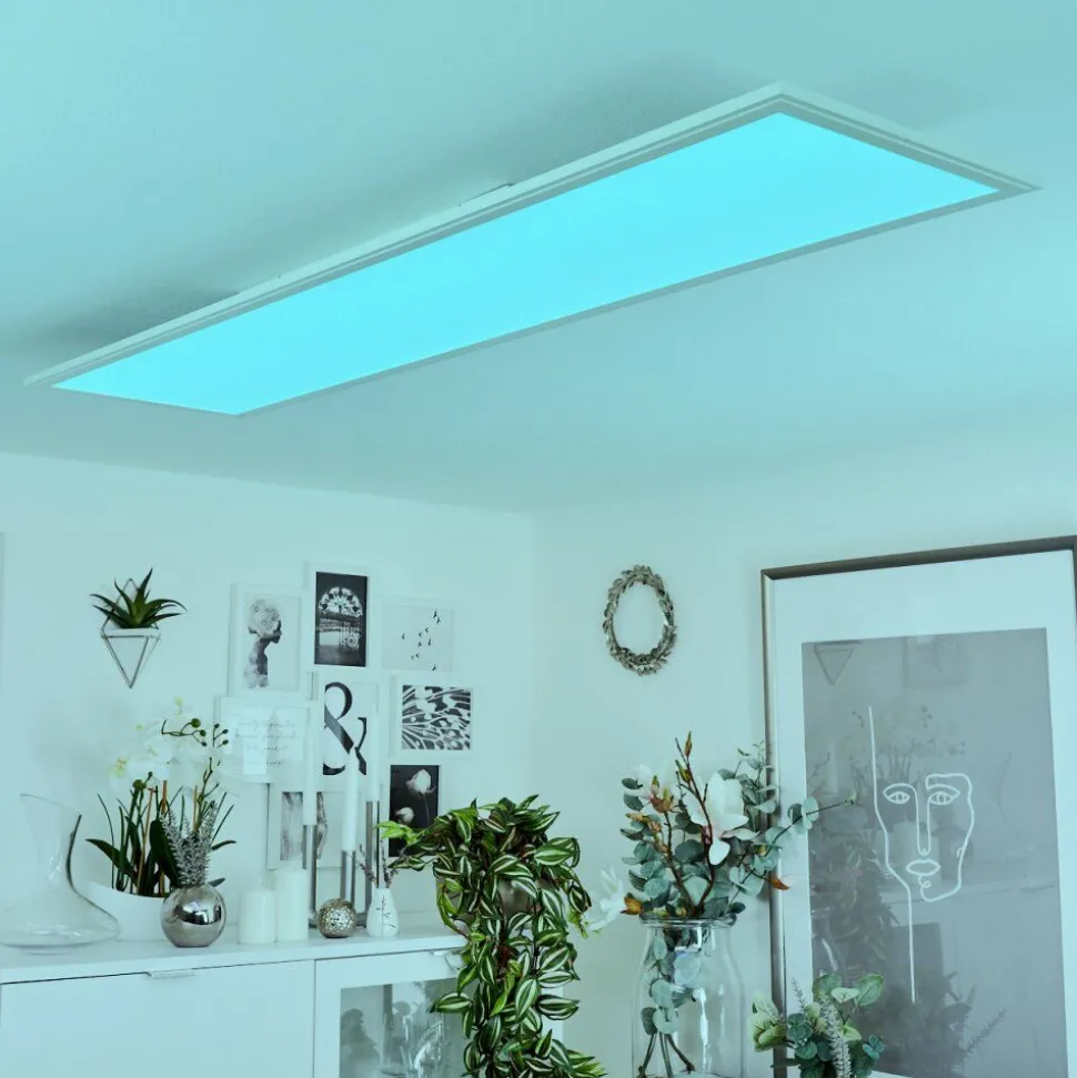 Plafonniermontalba Led Blanc, 1 Lumiere, Telecommandes, Changeur De Couleurs