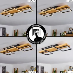 Plafonnierpompu Led Bois Clair, Noir, 1 Lumiere