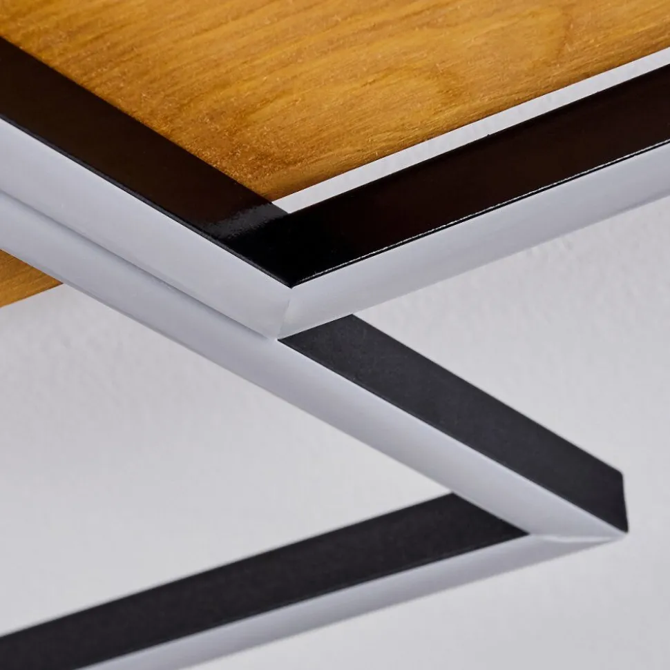 Plafonnierpompu Led Bois Clair, Noir, 1 Lumiere