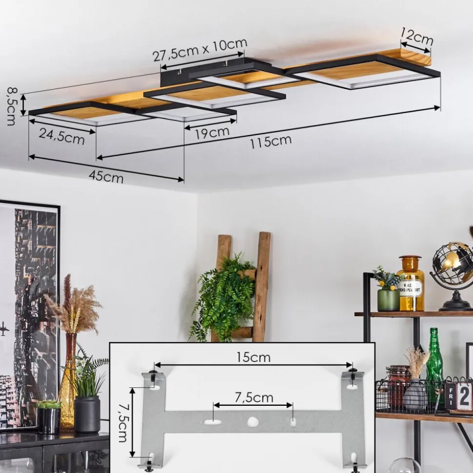 Plafonnierpompu Led Ecru, Noir, 1 Lumiere