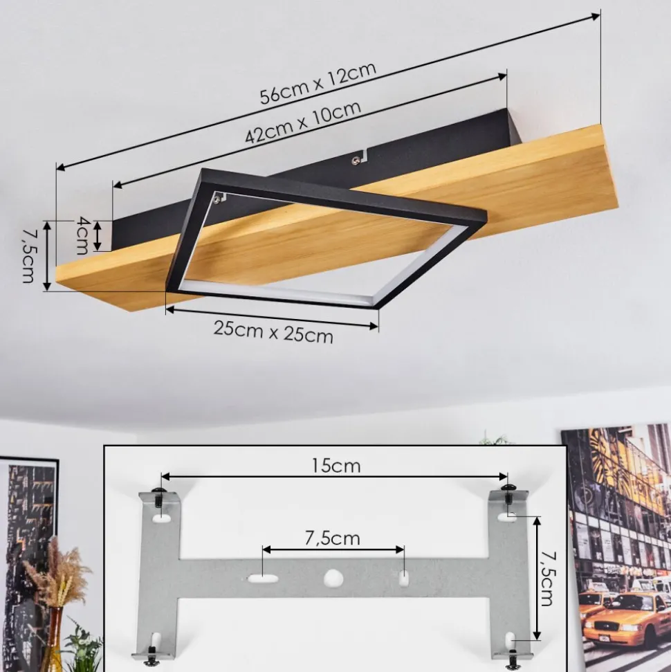 Plafonnierpompu Led Ecru, Noir, 1 Lumiere