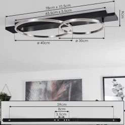 Plafonnierpompu Led Noir, 2 Lumieres