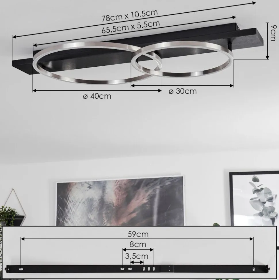 Plafonnierpompu Led Noir, 2 Lumieres