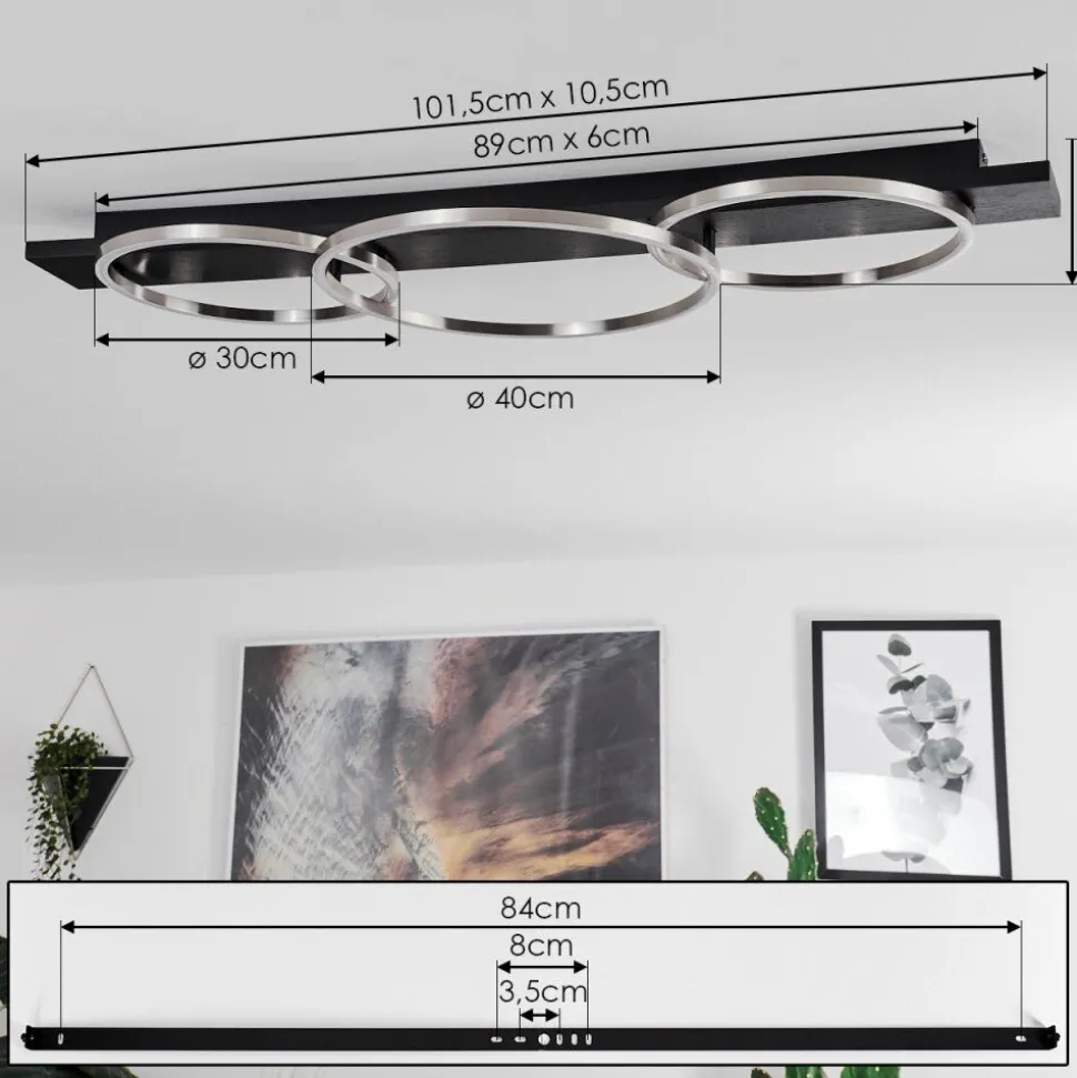 Plafonnierpompu Led Noir, 3 Lumieres