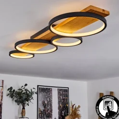 Plafonnierrodekro Led Bois Clair, Noir, 1 Lumiere