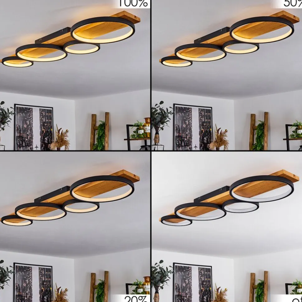 Plafonnierrodekro Led Bois Clair, Noir, 1 Lumiere