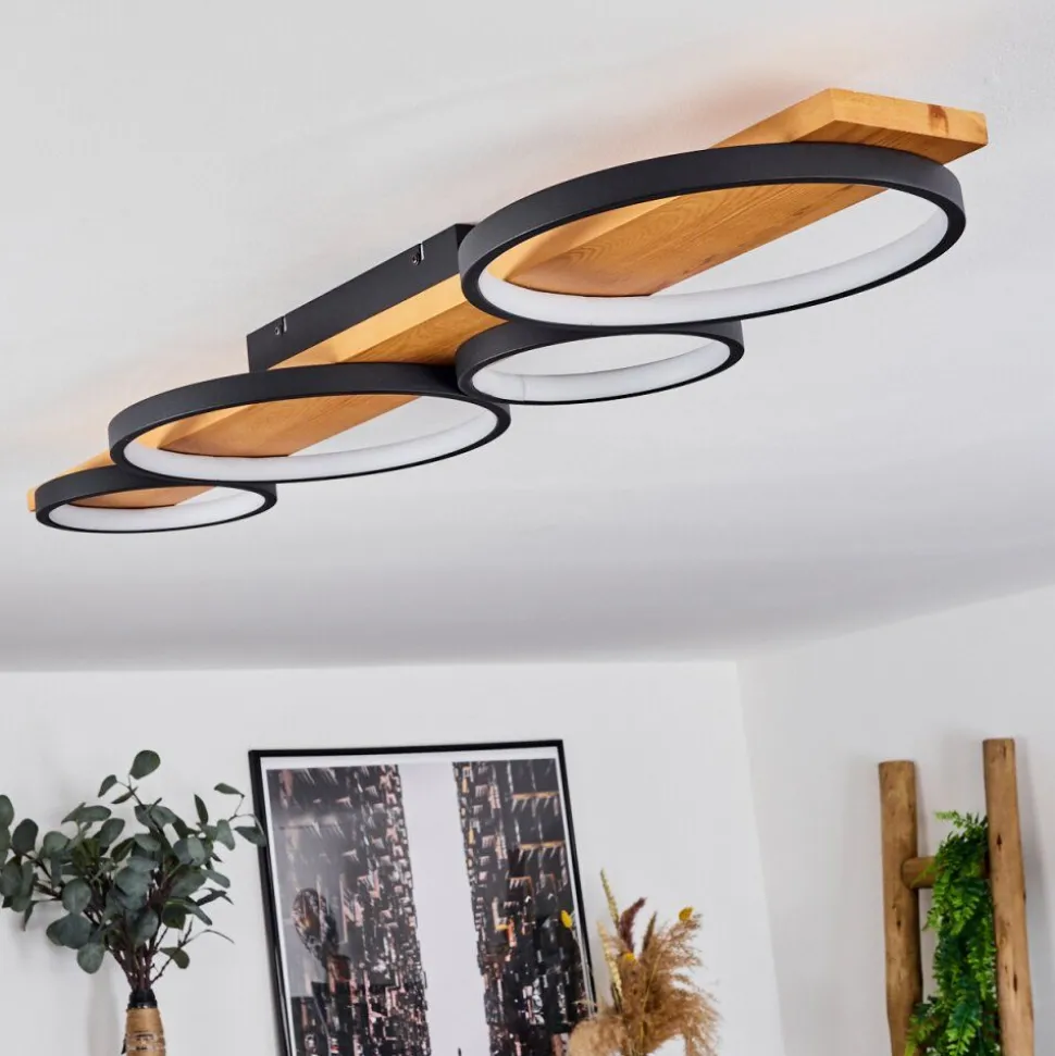 Plafonnierrodekro Led Bois Clair, Noir, 1 Lumiere