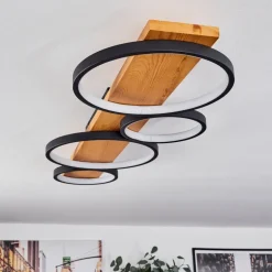 Plafonnierrodekro Led Bois Clair, Noir, 1 Lumiere