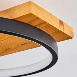 Plafonnierrodekro Led Bois Clair, Noir, 1 Lumiere