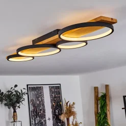 Plafonnierrodekro Led Bois Clair, Noir, 1 Lumiere