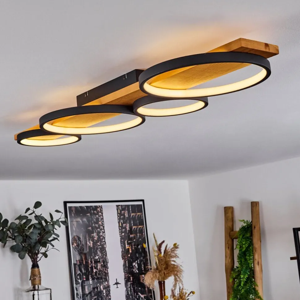 Plafonnierrodekro Led Bois Clair, Noir, 1 Lumiere