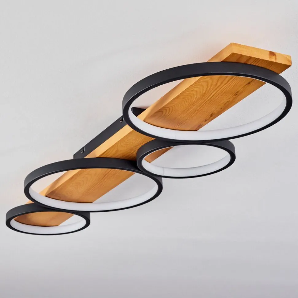 Plafonnierrodekro Led Bois Clair, Noir, 1 Lumiere