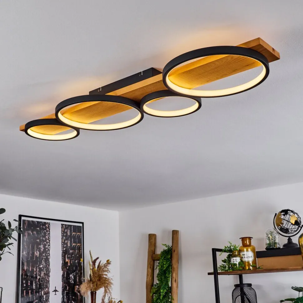 Plafonnierrodekro Led Bois Clair, Noir, 1 Lumiere