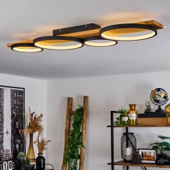 Plafonnierrodekro Led Bois Clair, Noir, 1 Lumiere