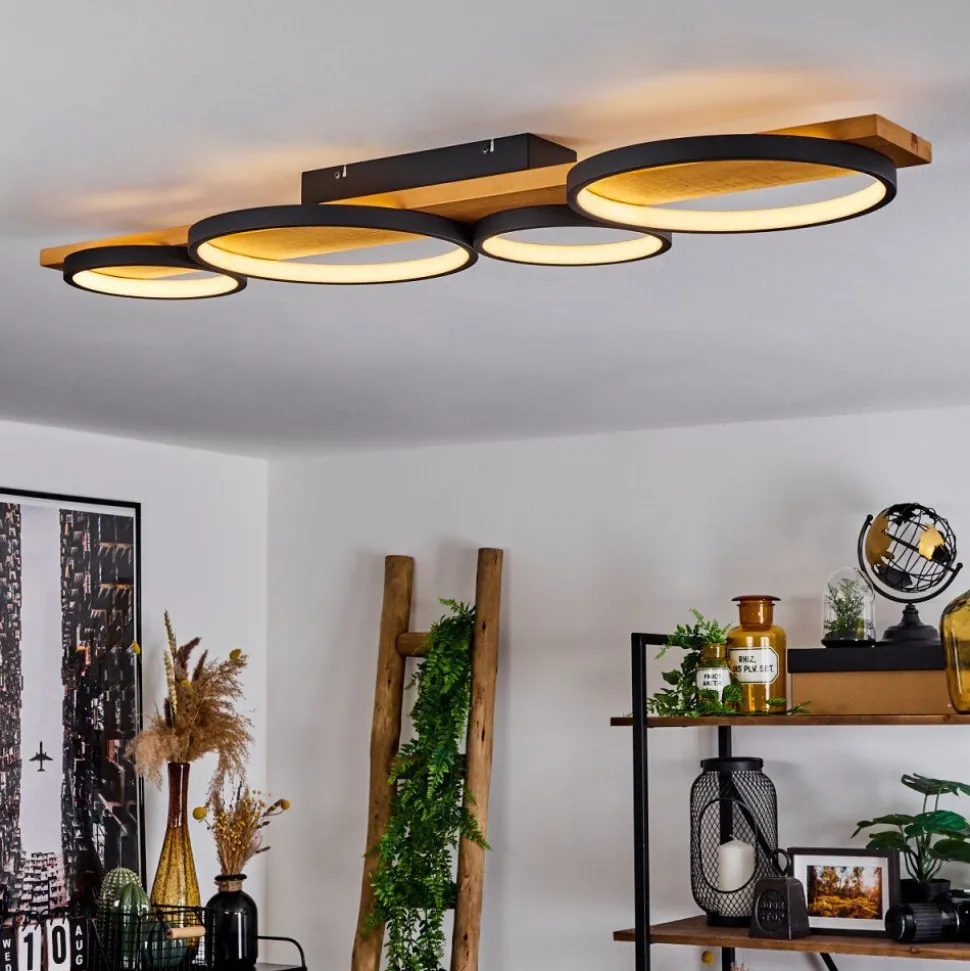 Plafonnierrodekro Led Bois Clair, Noir, 1 Lumiere