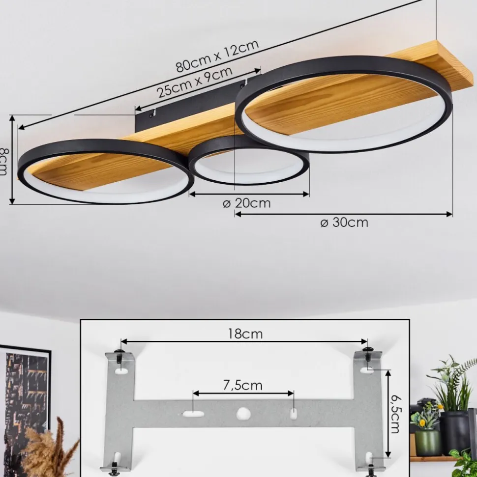 Plafonnierrodekro Led Ecru, Noir, 1 Lumiere
