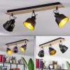Plafonniersafari Chrome, Bois Clair, Noir, 3 Lumieres