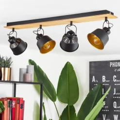 Plafonniersafari Chrome, Ecru, Noir, 4 Lumieres