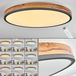 Plafonniersalmi Led Anthracite, Brun, Couleur Bois, Noir, 1 Lumiere, Telecommandes