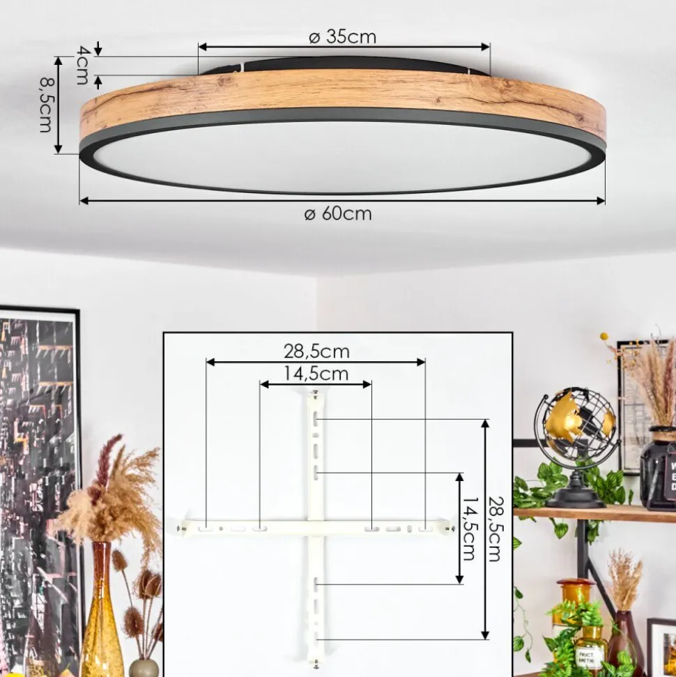 Plafonniersalmi Led Anthracite, Brun, Couleur Bois, Noir, 1 Lumiere, Telecommandes