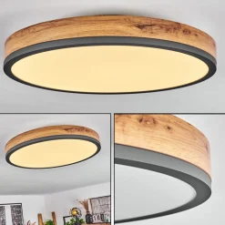 Plafonniersalmi Led Anthracite, Brun, Couleur Bois, 1 Lumiere
