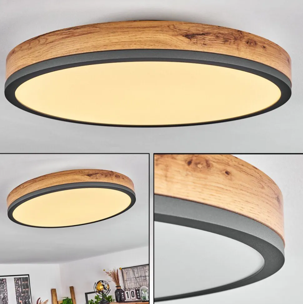 Plafonniersalmi Led Anthracite, Brun, Couleur Bois, 1 Lumiere