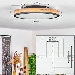 Plafonniersalmi Led Anthracite, Brun, Couleur Bois, 1 Lumiere